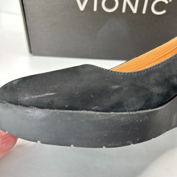 Vionic Sereno Wedge Slip On Black Nubuck Pumps I8693L1001 Women's 11 Wide - Picture 14 of 14